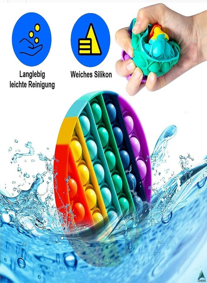 AIMERS Pop it Set of 3 Rainbow Push Pop Fidget Toy Anti-Stress and Toy for Children and Adults (Heart, Circle and Square) - Image 2